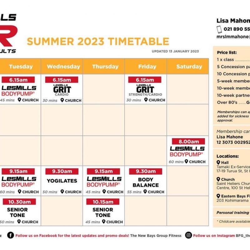 Summer 2023 Timetable